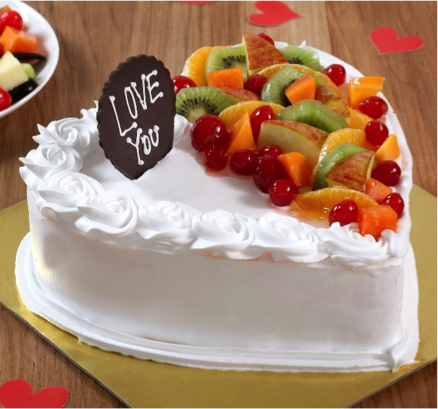 Heart Shaped Vanilla Fruit Cake